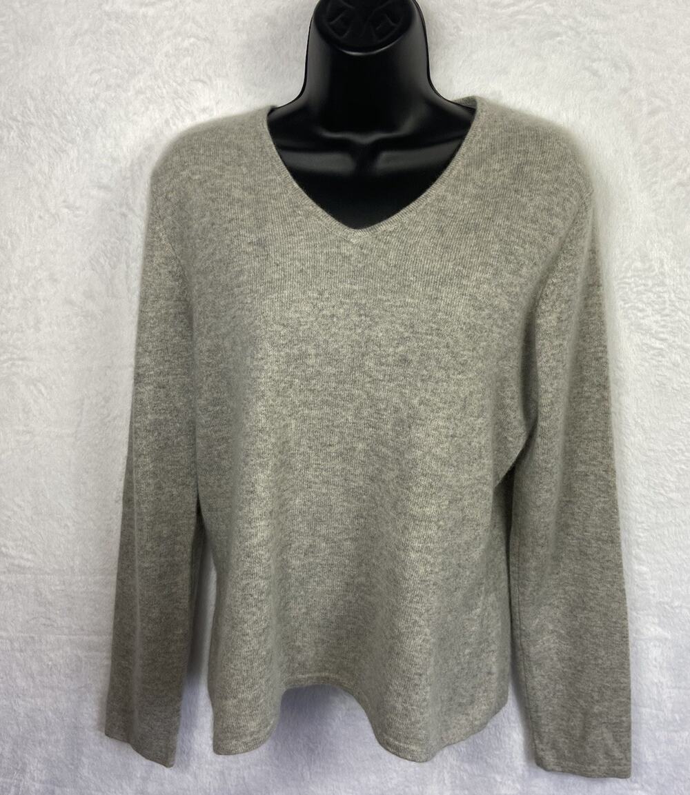 Vintage Pursuits Ltd 100% Cashmere V Neck Sweater Women’s M Made In Hong Kongv